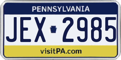 PA license plate JEX2985
