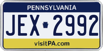 PA license plate JEX2992