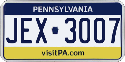 PA license plate JEX3007