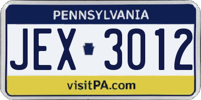 PA license plate JEX3012