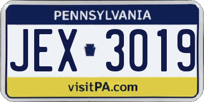 PA license plate JEX3019