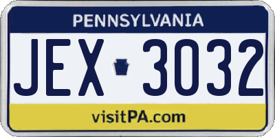 PA license plate JEX3032