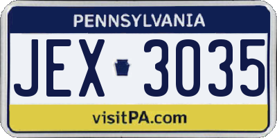 PA license plate JEX3035