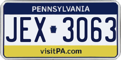 PA license plate JEX3063
