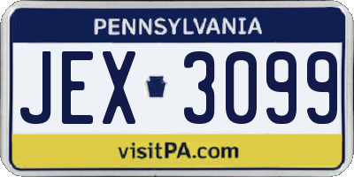 PA license plate JEX3099