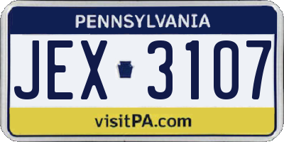 PA license plate JEX3107