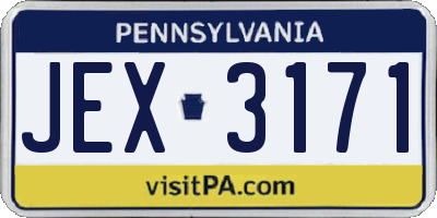 PA license plate JEX3171
