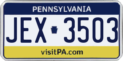 PA license plate JEX3503