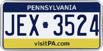 PA license plate JEX3524