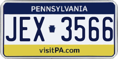 PA license plate JEX3566