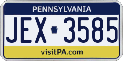 PA license plate JEX3585