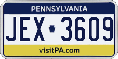 PA license plate JEX3609