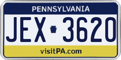 PA license plate JEX3620