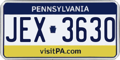 PA license plate JEX3630