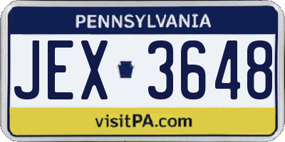 PA license plate JEX3648
