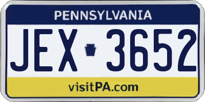 PA license plate JEX3652