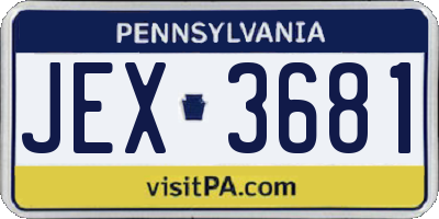 PA license plate JEX3681