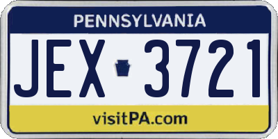 PA license plate JEX3721