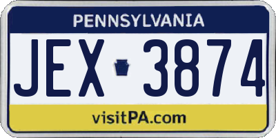PA license plate JEX3874