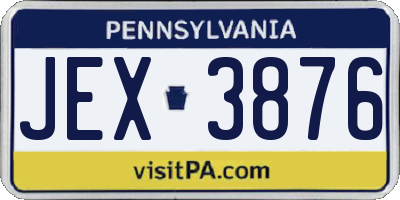 PA license plate JEX3876
