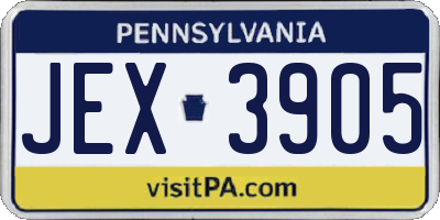 PA license plate JEX3905