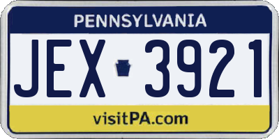 PA license plate JEX3921