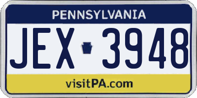 PA license plate JEX3948