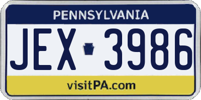 PA license plate JEX3986