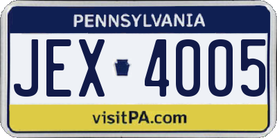 PA license plate JEX4005