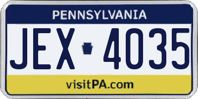 PA license plate JEX4035