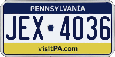 PA license plate JEX4036