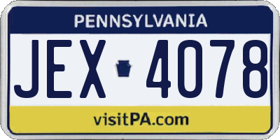 PA license plate JEX4078