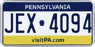 PA license plate JEX4094