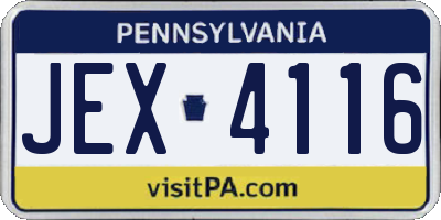 PA license plate JEX4116