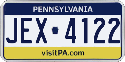 PA license plate JEX4122