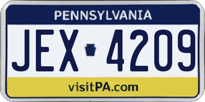 PA license plate JEX4209