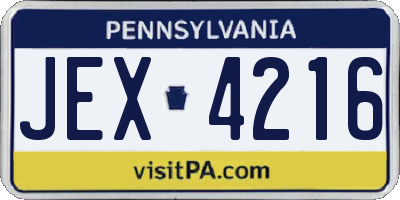 PA license plate JEX4216