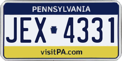 PA license plate JEX4331