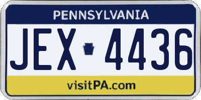 PA license plate JEX4436