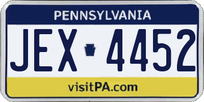 PA license plate JEX4452