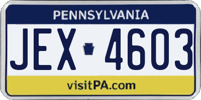 PA license plate JEX4603