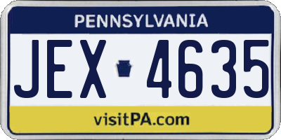 PA license plate JEX4635