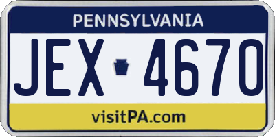 PA license plate JEX4670