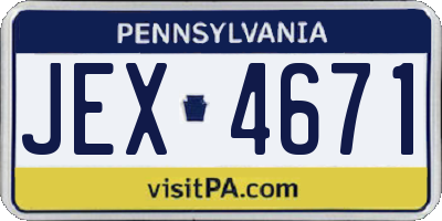 PA license plate JEX4671