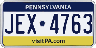 PA license plate JEX4763