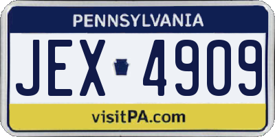 PA license plate JEX4909
