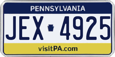 PA license plate JEX4925