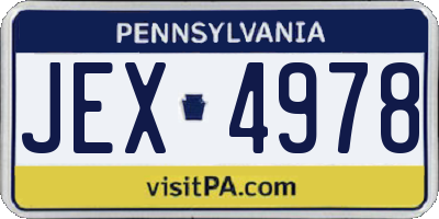 PA license plate JEX4978