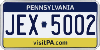 PA license plate JEX5002