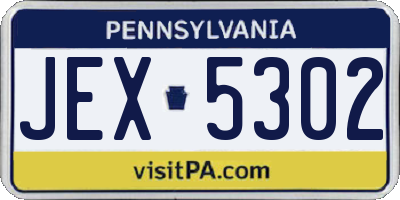 PA license plate JEX5302